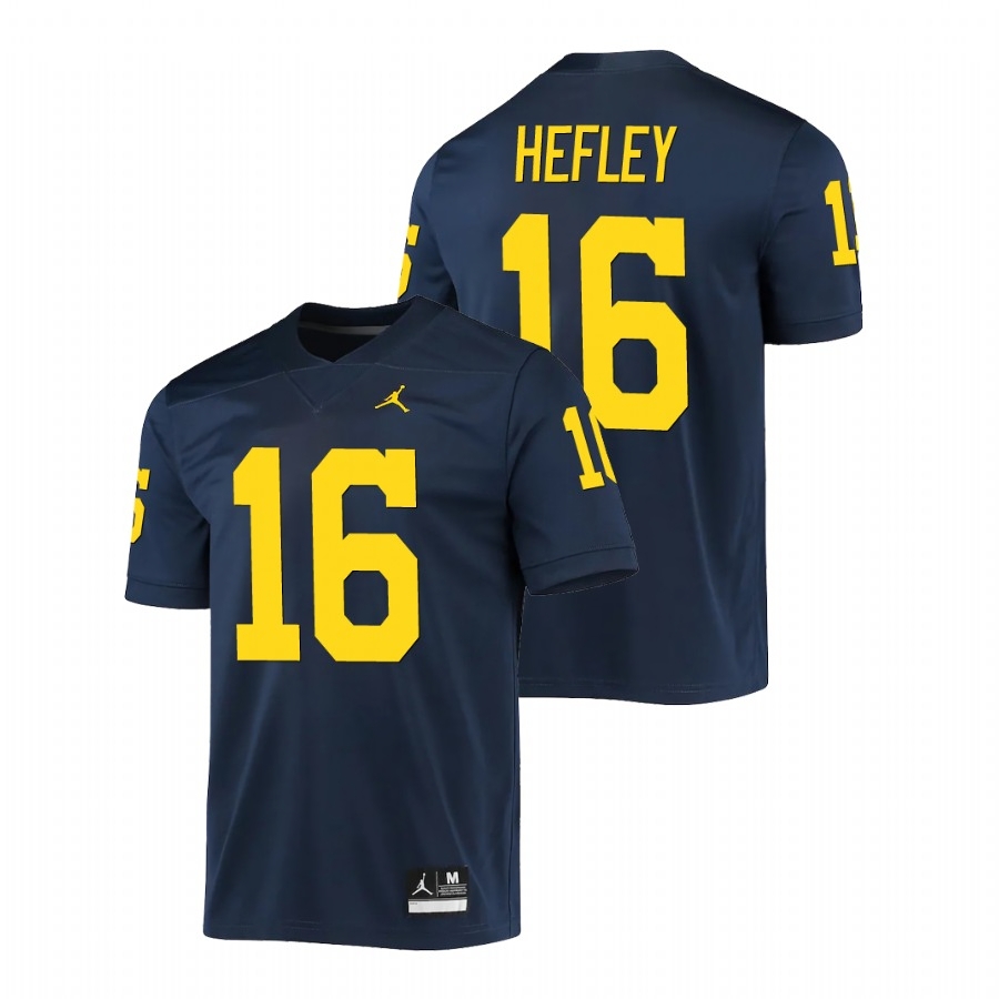 Michigan Wolverines Men's NCAA Ren Hefley #16 Navy Game College Football Jersey TGX8749GD